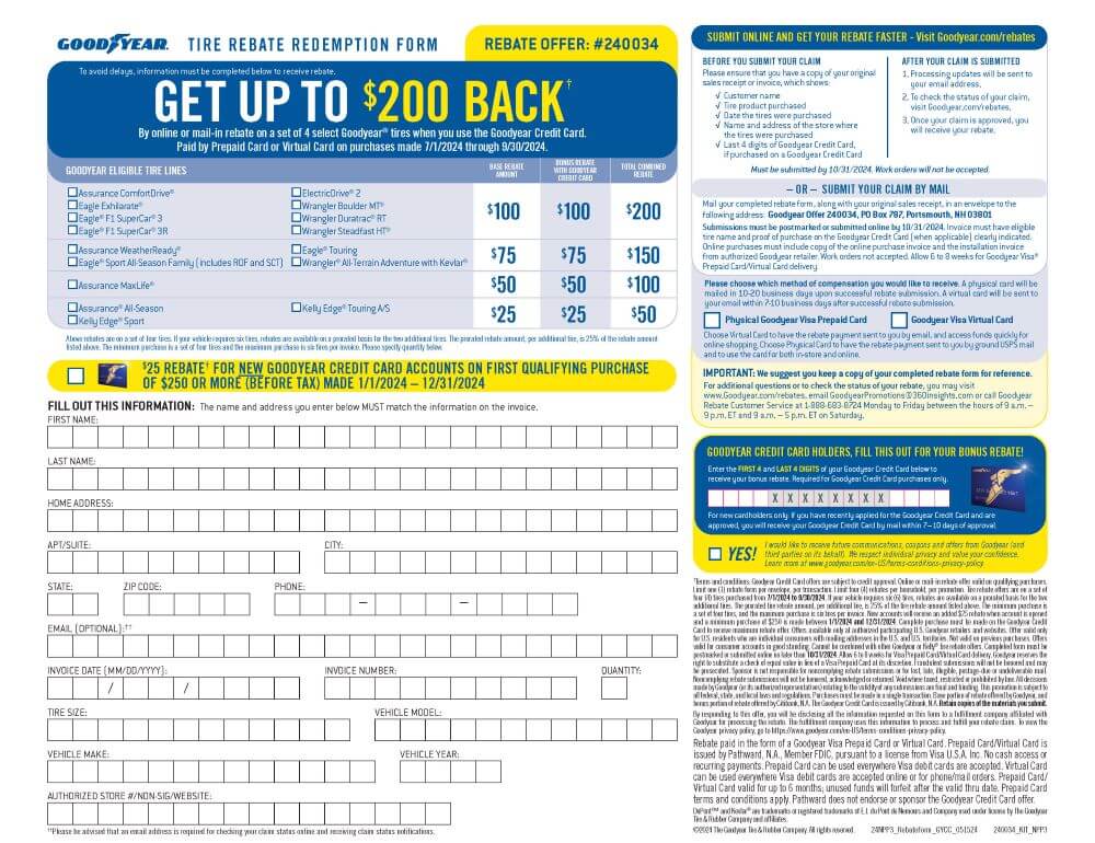 Goodyear tire rebate