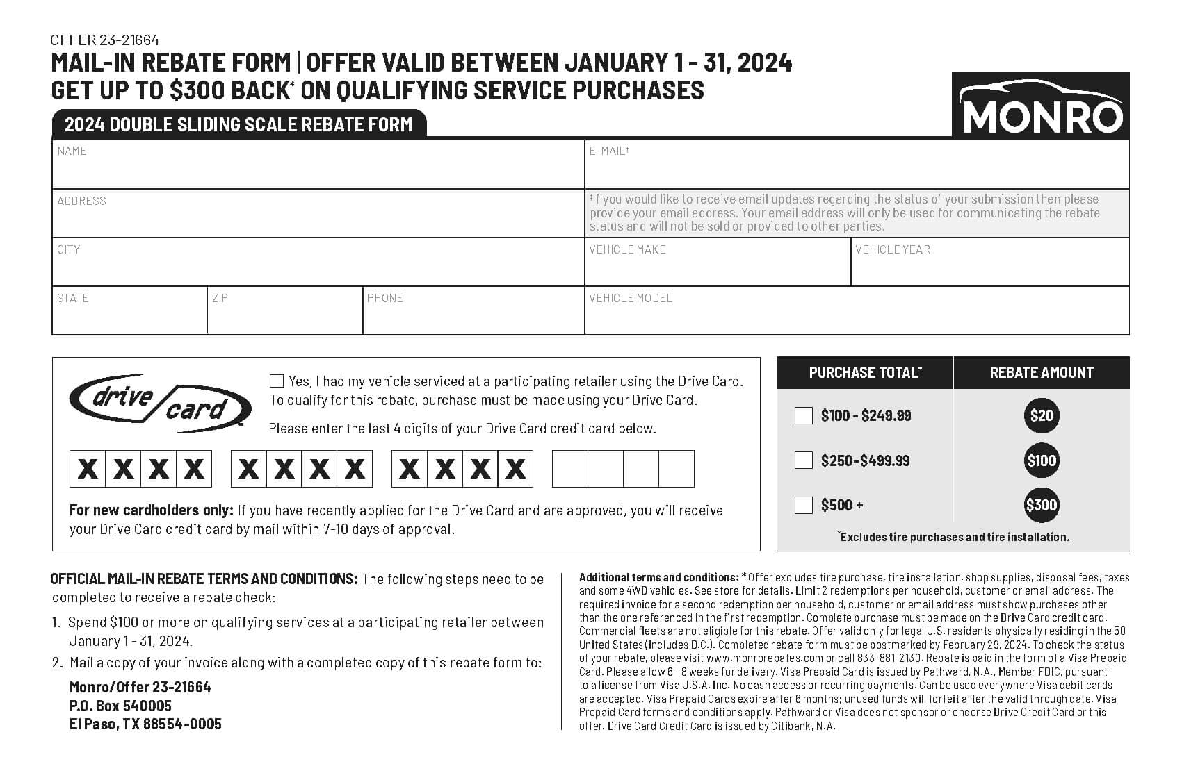 Drive Card Double Back Rebate