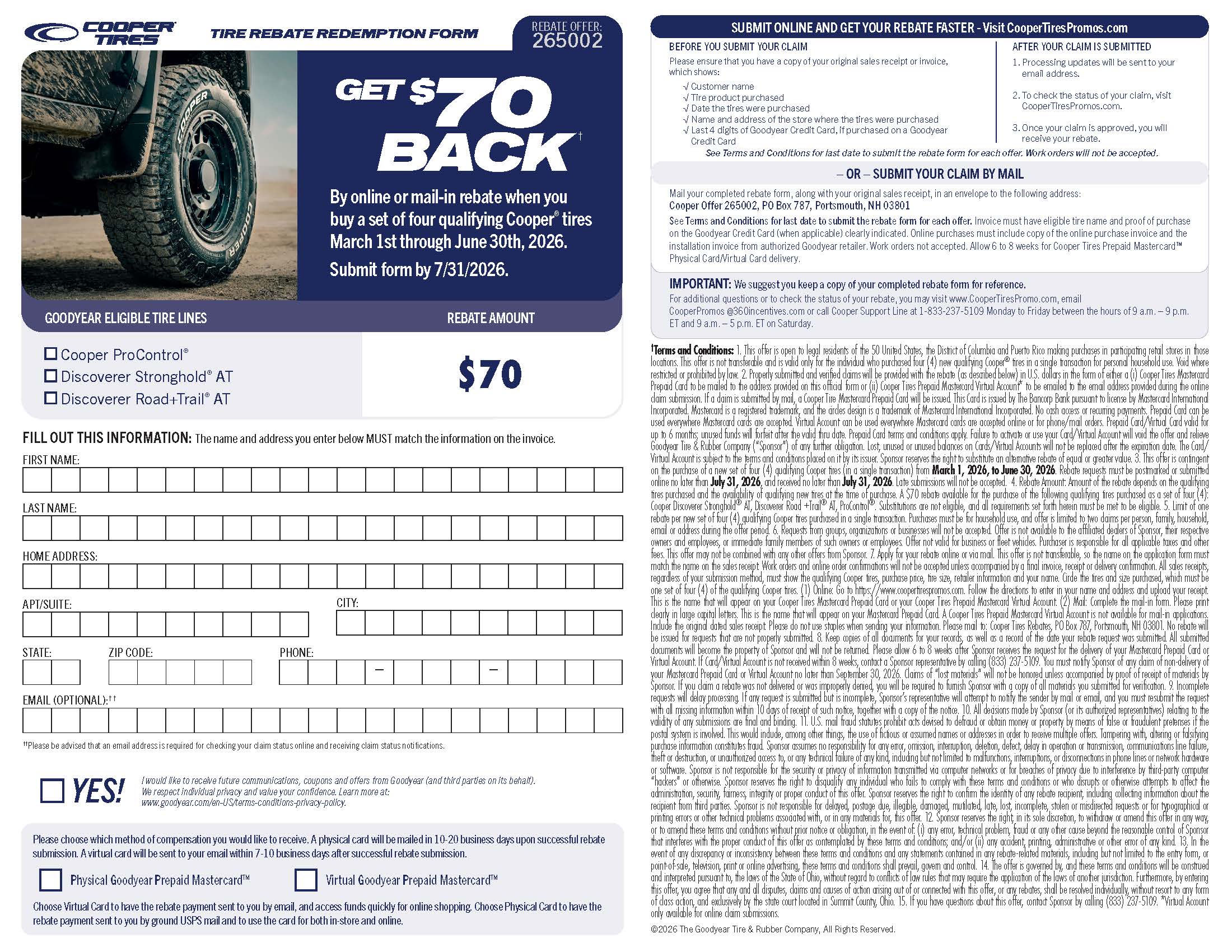 Cooper Tire Rebate