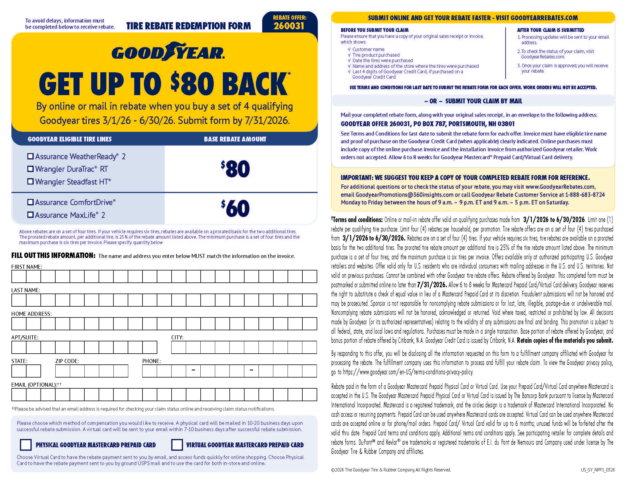 Goodyear Tire Rebate