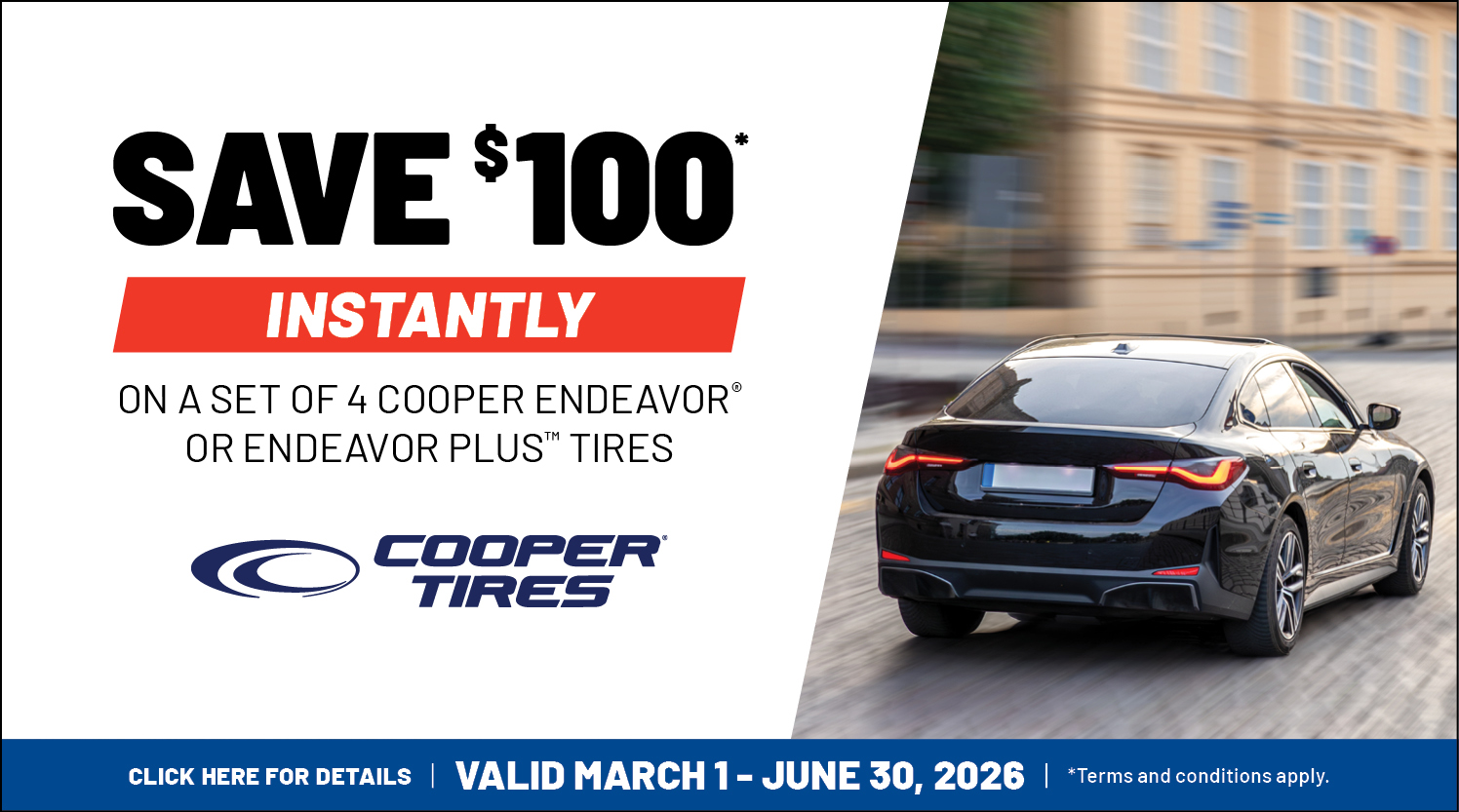 Save $100 on Cooper Tires